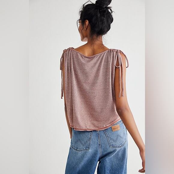 FREE PEOPLE Wanna Dance Convertible Top Pink Copper Rose Gold Size Small - Picture 7 of 9